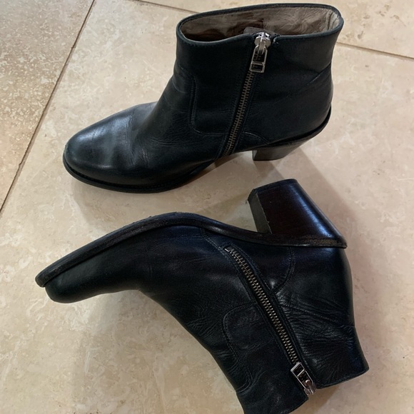 Allsaints black leather zipper ankle boots size 8 - Picture 2 of 9